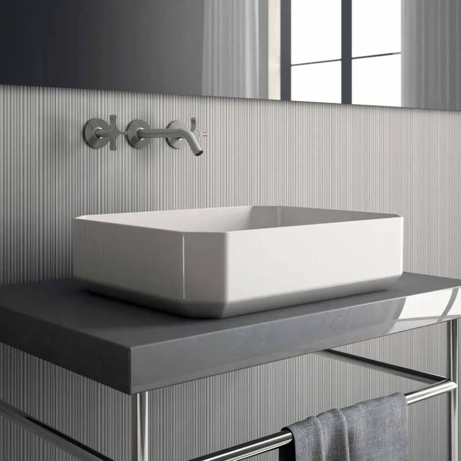 Modern ceramic counter top washbasin made in Italy, Zulimo Viadurini