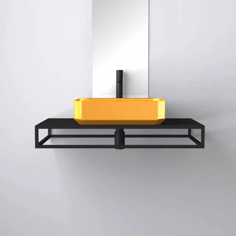 Modern ceramic counter top washbasin made in Italy, Zulimo Viadurini