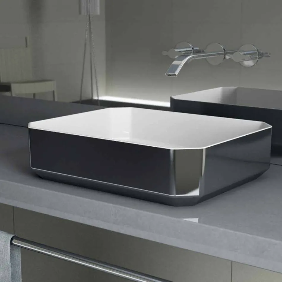 Modern ceramic counter top washbasin made in Italy, Zulimo Viadurini