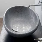 Countertop washbasin in gray coconut printed ceramic made in Italy Glossy Viadurini