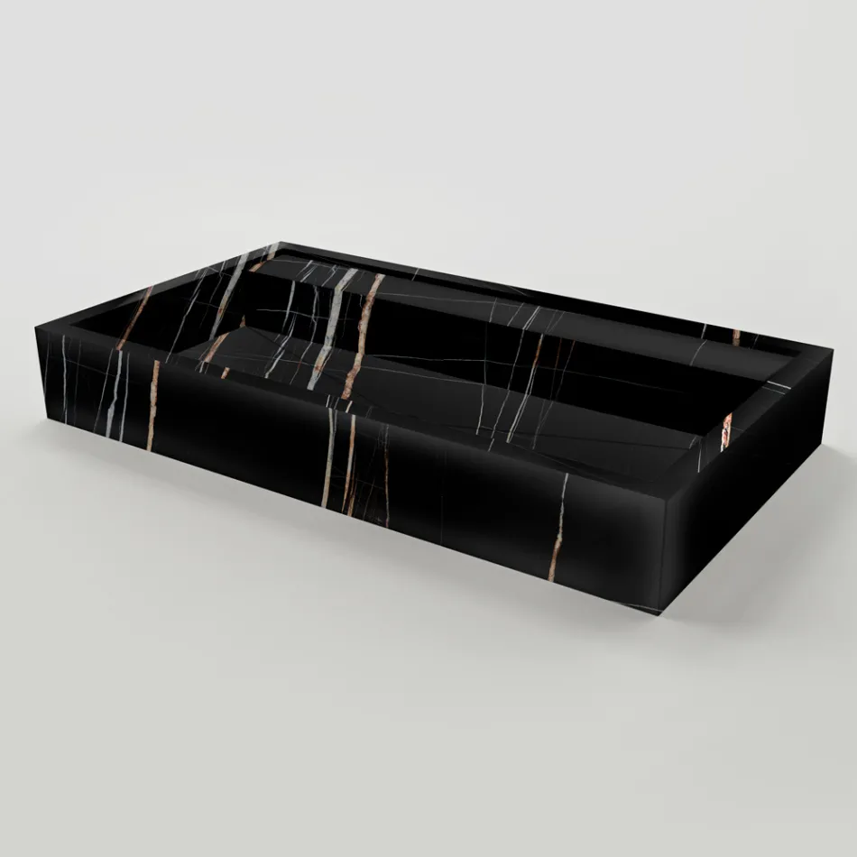 Countertop Sink in Marble-Effect Porcelain Stoneware Made in Italy - Cervia Viadurini