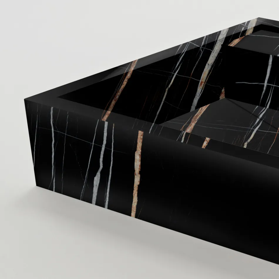 Countertop Sink in Marble-Effect Porcelain Stoneware Made in Italy - Cervia Viadurini