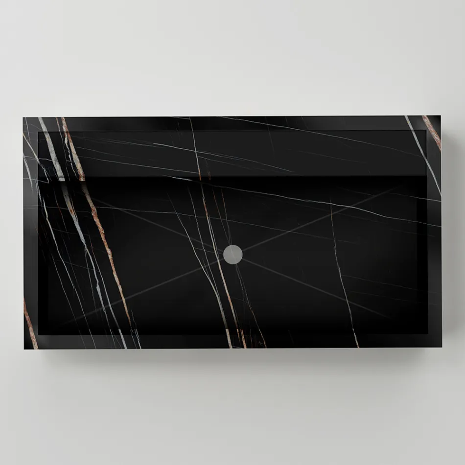 Countertop Sink in Marble-Effect Porcelain Stoneware Made in Italy - Cervia Viadurini