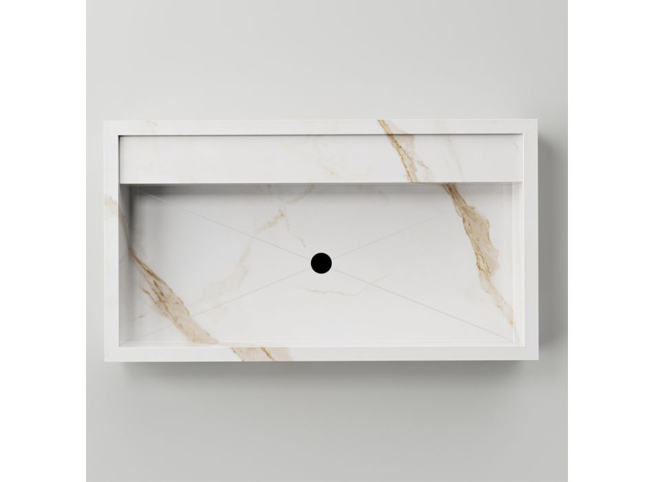 Countertop Washbasin in Marble Effect Porcelain Stoneware Made in Italy - Cervia Viadurini