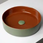 Halo Hand-Turned Porcelain Stoneware Countertop Washbasin Made in Italy Viadurini