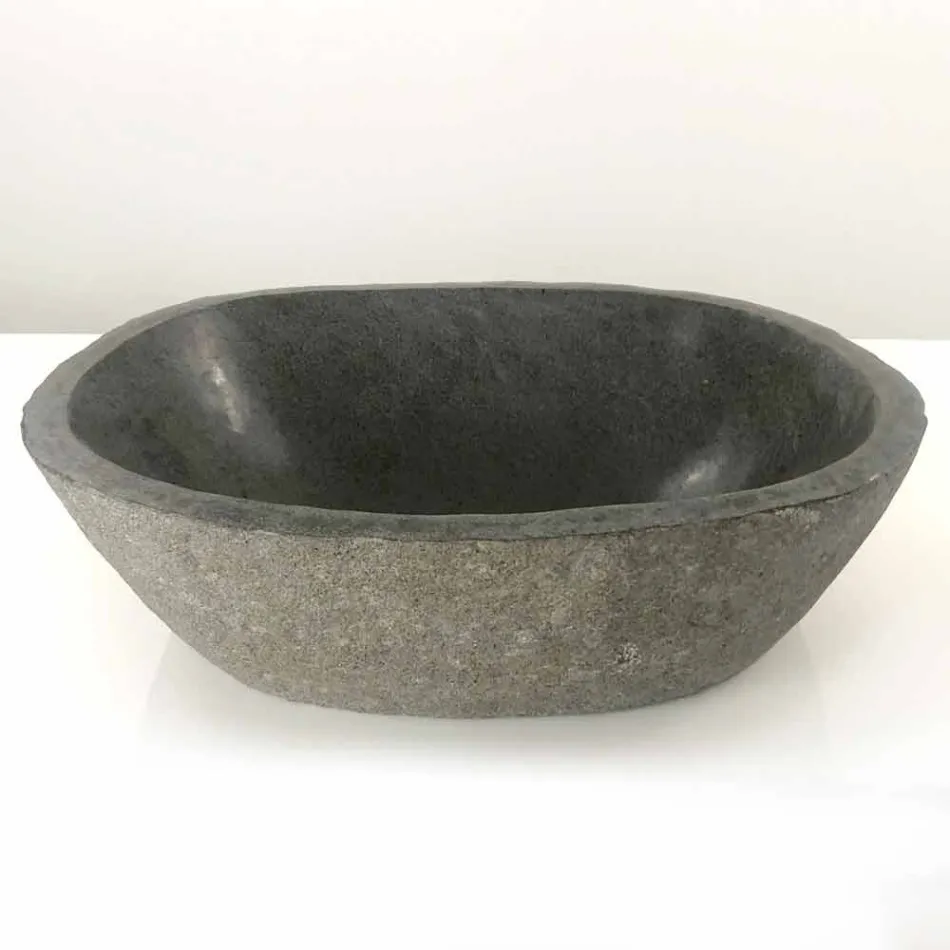 Countertop washbasin in Akta river stone, unique piece Viadurini