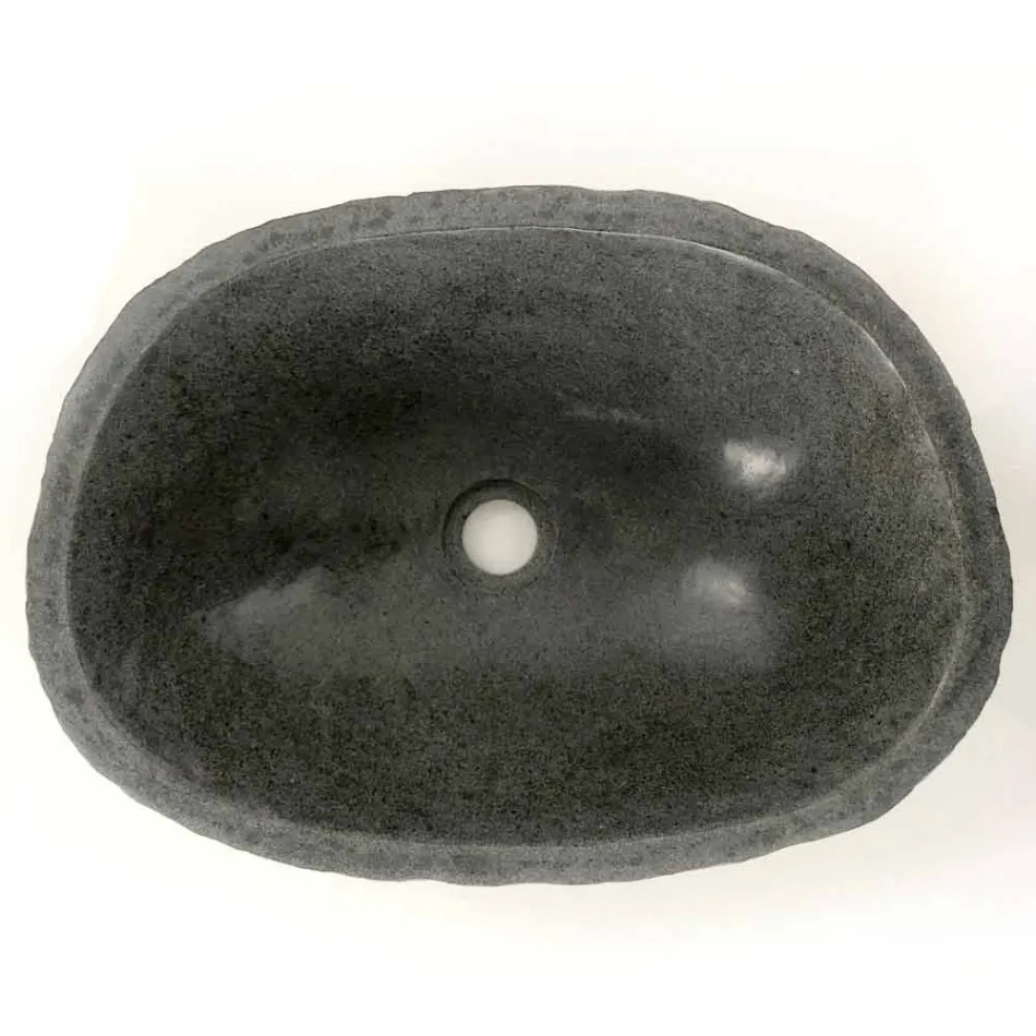 Countertop washbasin in Akta river stone, unique piece Viadurini