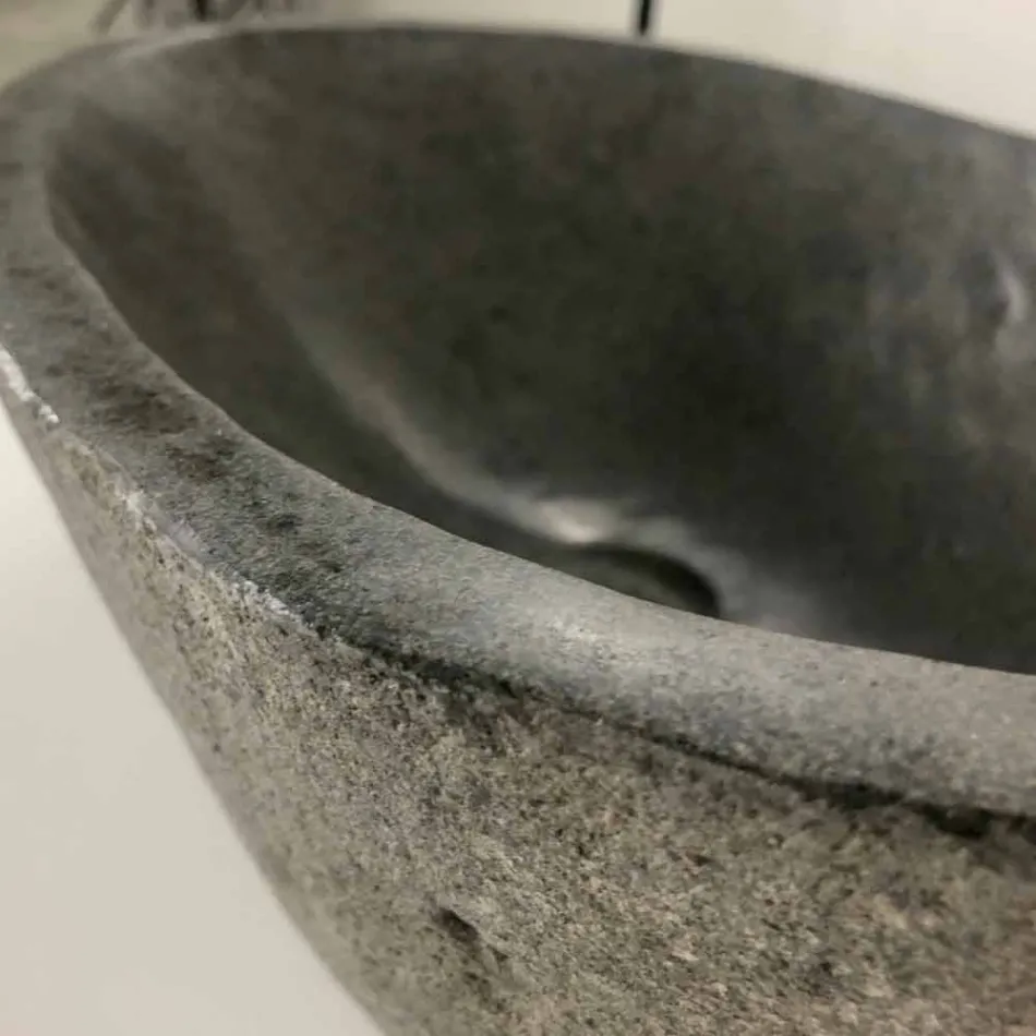 Countertop washbasin in Akta river stone, unique piece Viadurini