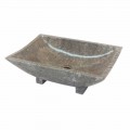 Grey natural stone countertop washbasin Iria, unique piece