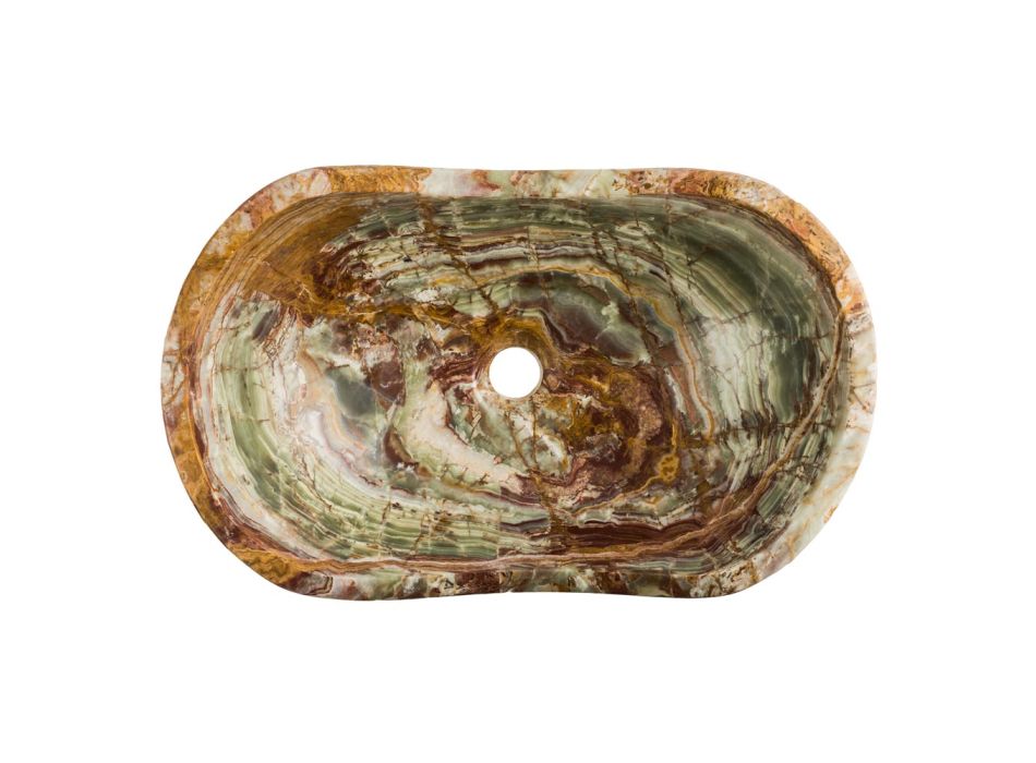 Countertop washbasin in Leila onyx stone, unique handmade piece Viadurini