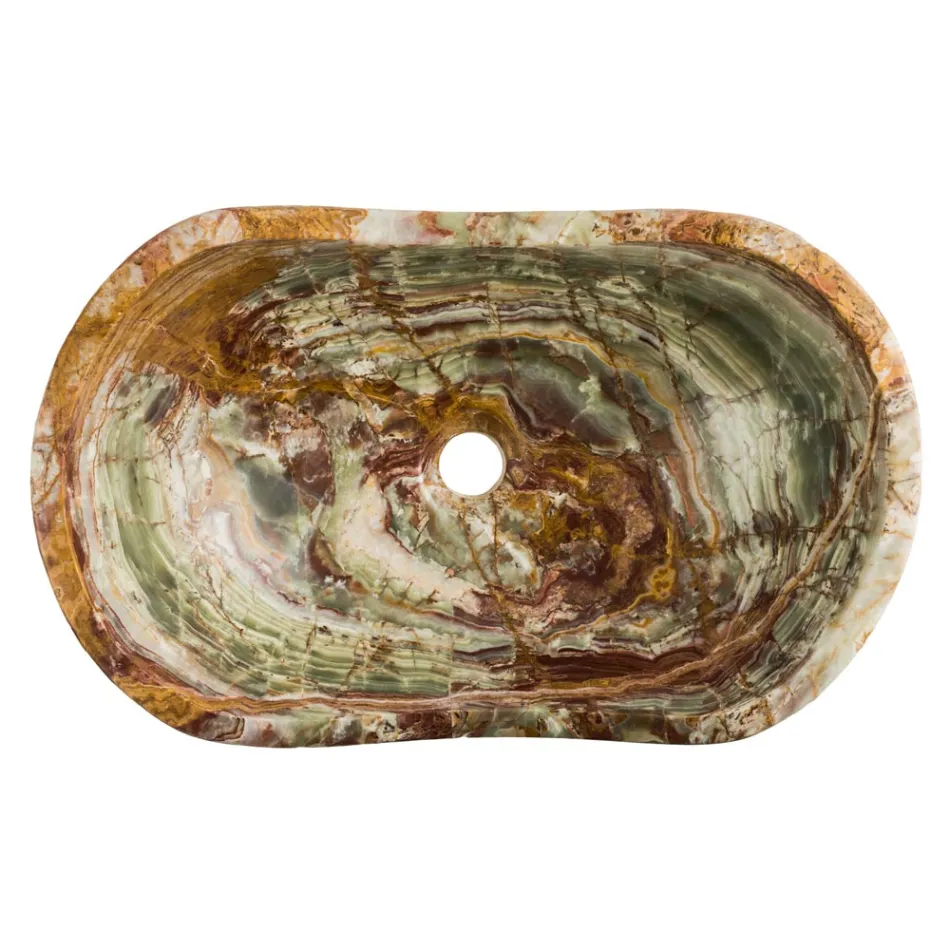 Countertop washbasin in Leila onyx stone, unique handmade piece Viadurini