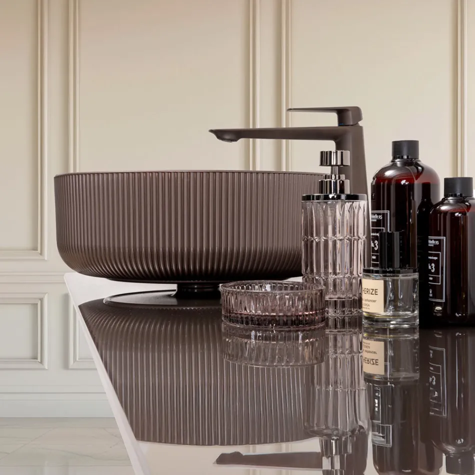 Countertop Sink in Resin-Coated and Painted Venetian Glass - Excelsior Viadurini