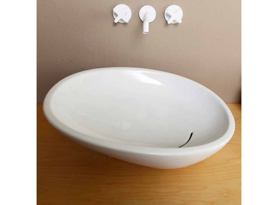 Design inclined ceramic washbasin made in Italy Glossy Viadurini