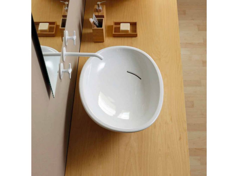 Design inclined ceramic washbasin made in Italy Glossy Viadurini