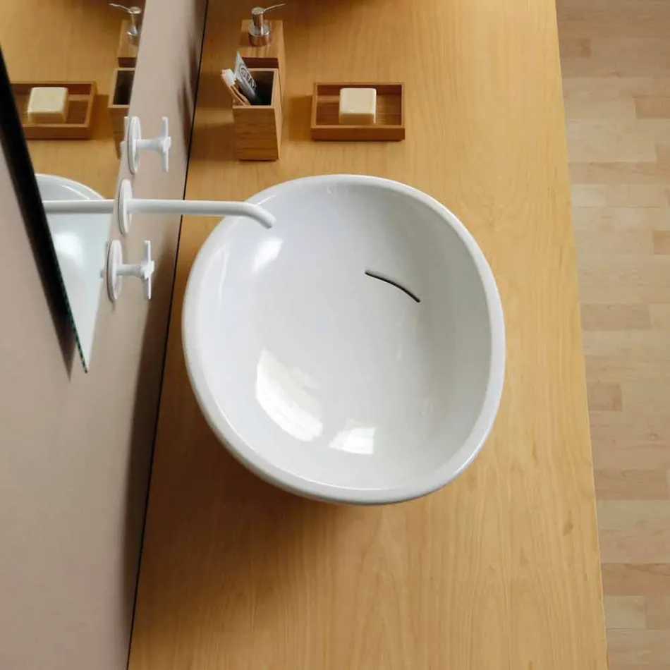 Design inclined ceramic washbasin made in Italy Glossy Viadurini