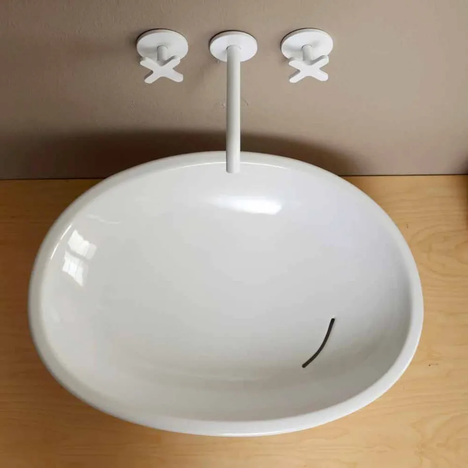 Design inclined ceramic washbasin made in Italy Glossy Viadurini