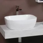Modern Design White Ceramic Countertop Inclined Washbasin - Papavero Viadurini