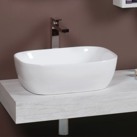 Modern Design White Ceramic Countertop Inclined Washbasin - Papavero Viadurini
