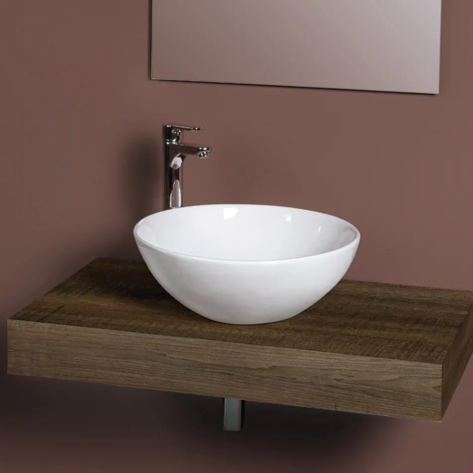 Oval Inclined Countertop Ceramic Washbasin with Modern Design - Papavero Viadurini