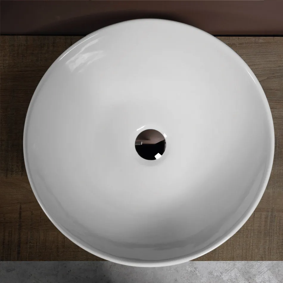 Oval Inclined Countertop Ceramic Washbasin with Modern Design - Papavero Viadurini