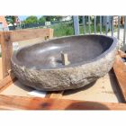 Countertop Washbasin Handcrafted in River Stone - Aurea Viadurini