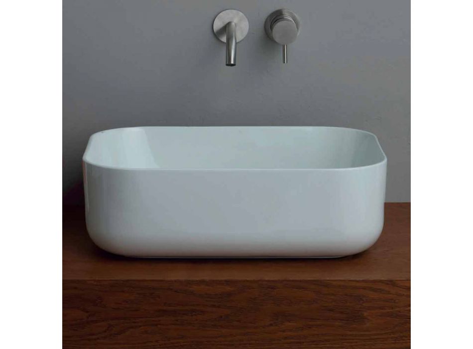 Modern countertop washbasin in white or colored ceramic Star 50x37 cm Viadurini