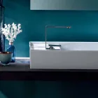 Modern countertop washbasin in white or colored ceramic Sun 85x37 cm Viadurini