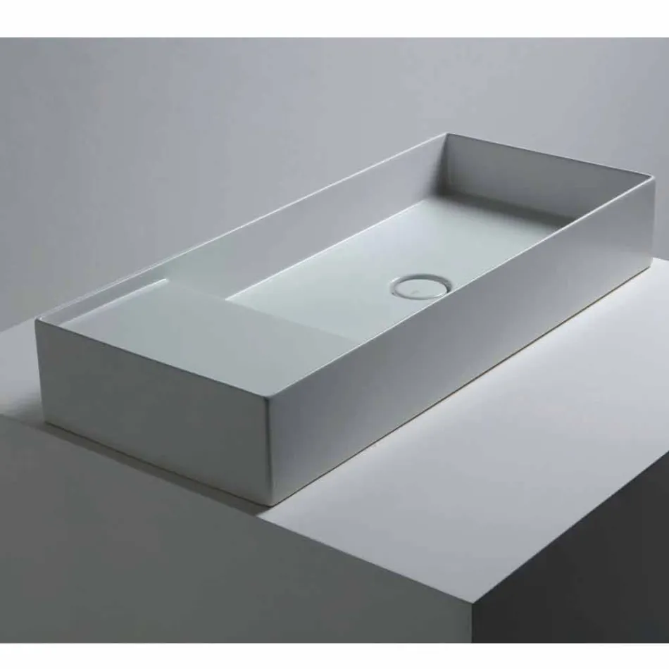 Modern countertop washbasin in white or colored ceramic Sun 85x37 cm Viadurini