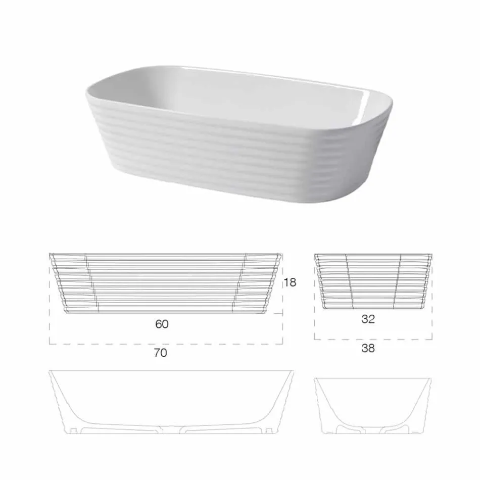 Modern Countertop Washbasin in White or Colored Trabia Ceramic Viadurini