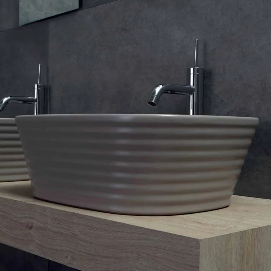Modern Countertop Washbasin in White or Colored Trabia Ceramic Viadurini