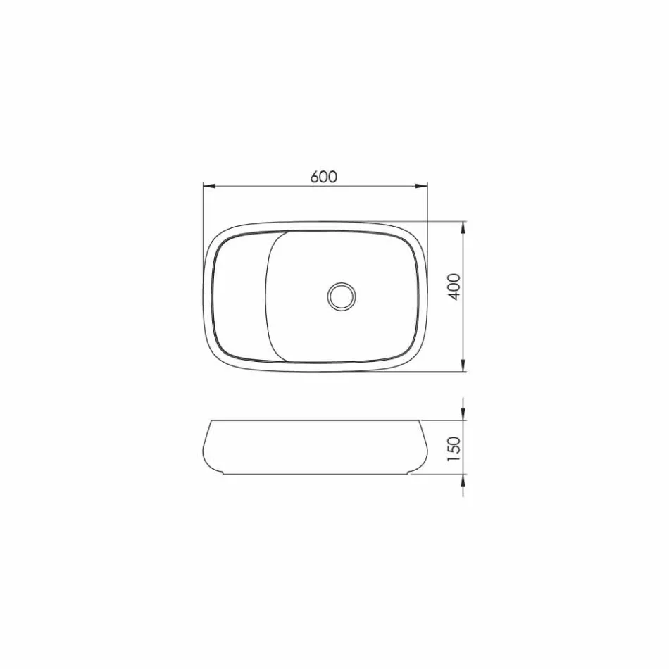 Modern ceramic countertop washbasin L 60cm made in Italy, Gaiola Viadurini