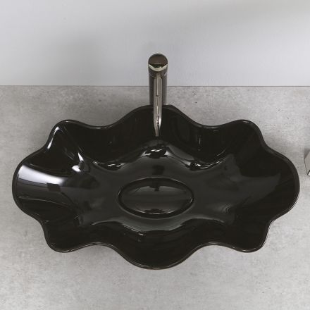 Modern Countertop Washbasin in Glossy Ceramic Made in Italy - Cube Viadurini