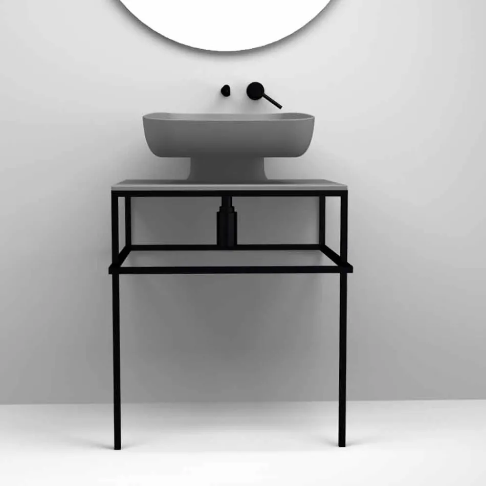 Modern ceramic countertop washbasin made in Italy, Reale Viadurini