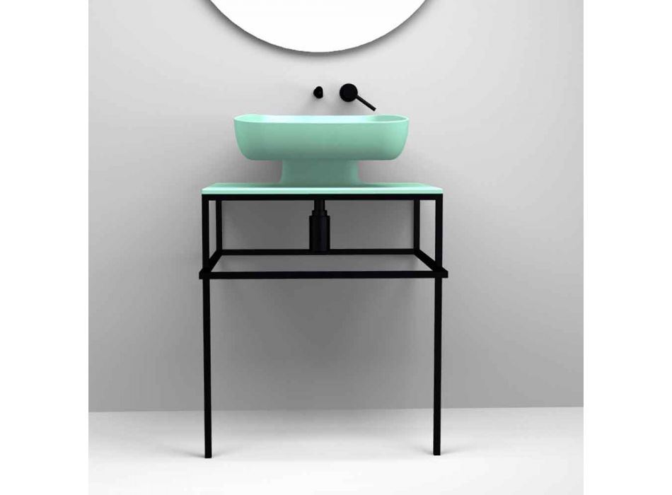 Modern ceramic countertop washbasin made in Italy, Reale Viadurini