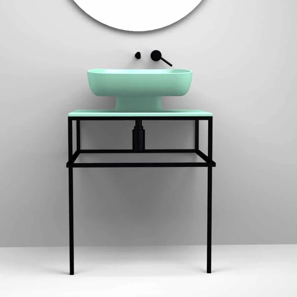 Modern ceramic countertop washbasin made in Italy, Reale Viadurini