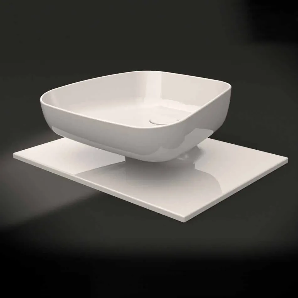 Modern ceramic countertop washbasin made in Italy, Reale Viadurini
