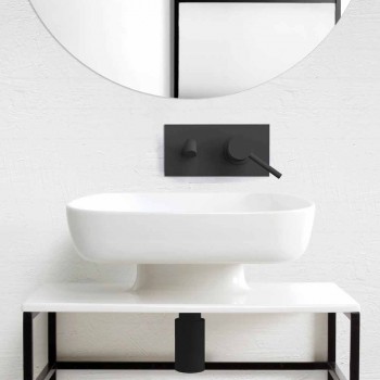 Modern ceramic countertop washbasin made in Italy, Reale