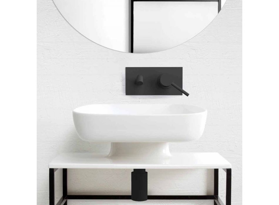 Modern ceramic countertop washbasin made in Italy, Reale