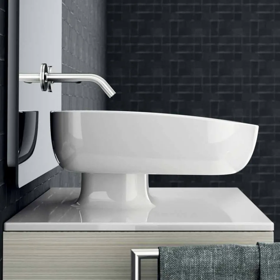 Modern ceramic countertop washbasin made in Italy, Reale Viadurini