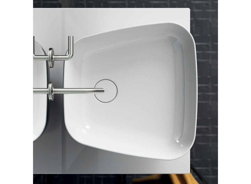 Modern ceramic countertop washbasin made in Italy, Reale Viadurini