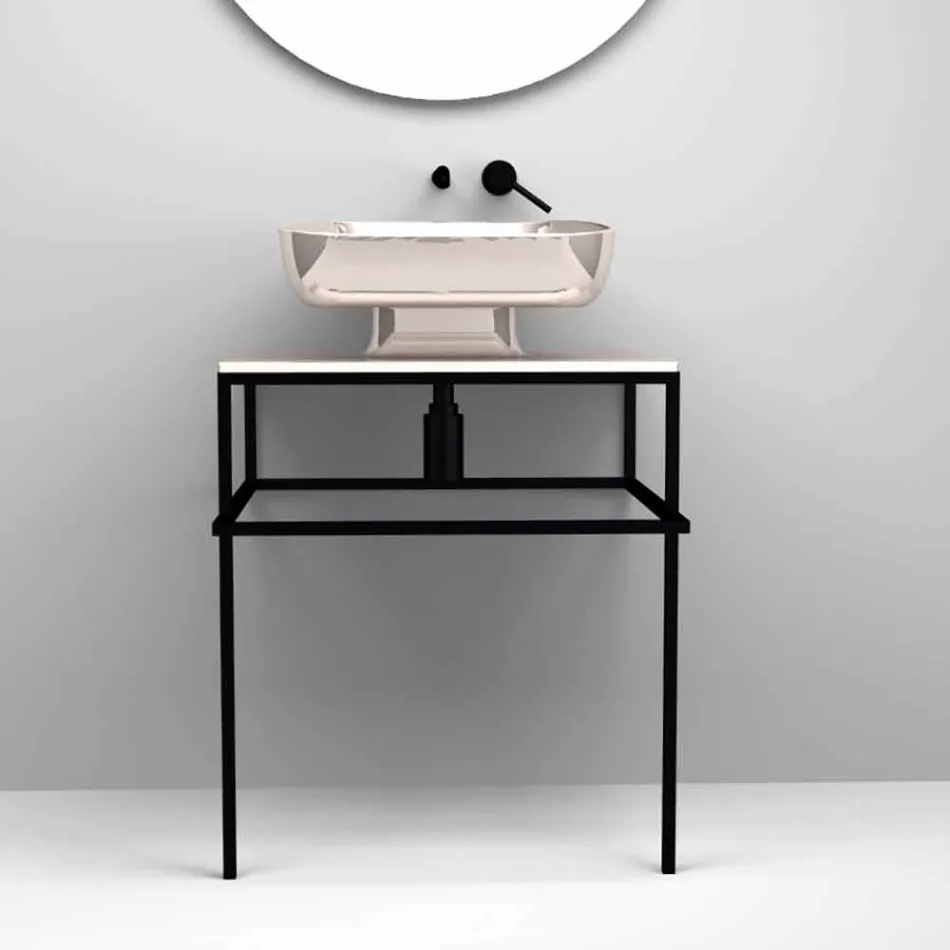 Modern ceramic countertop washbasin made in Italy, Reale Viadurini