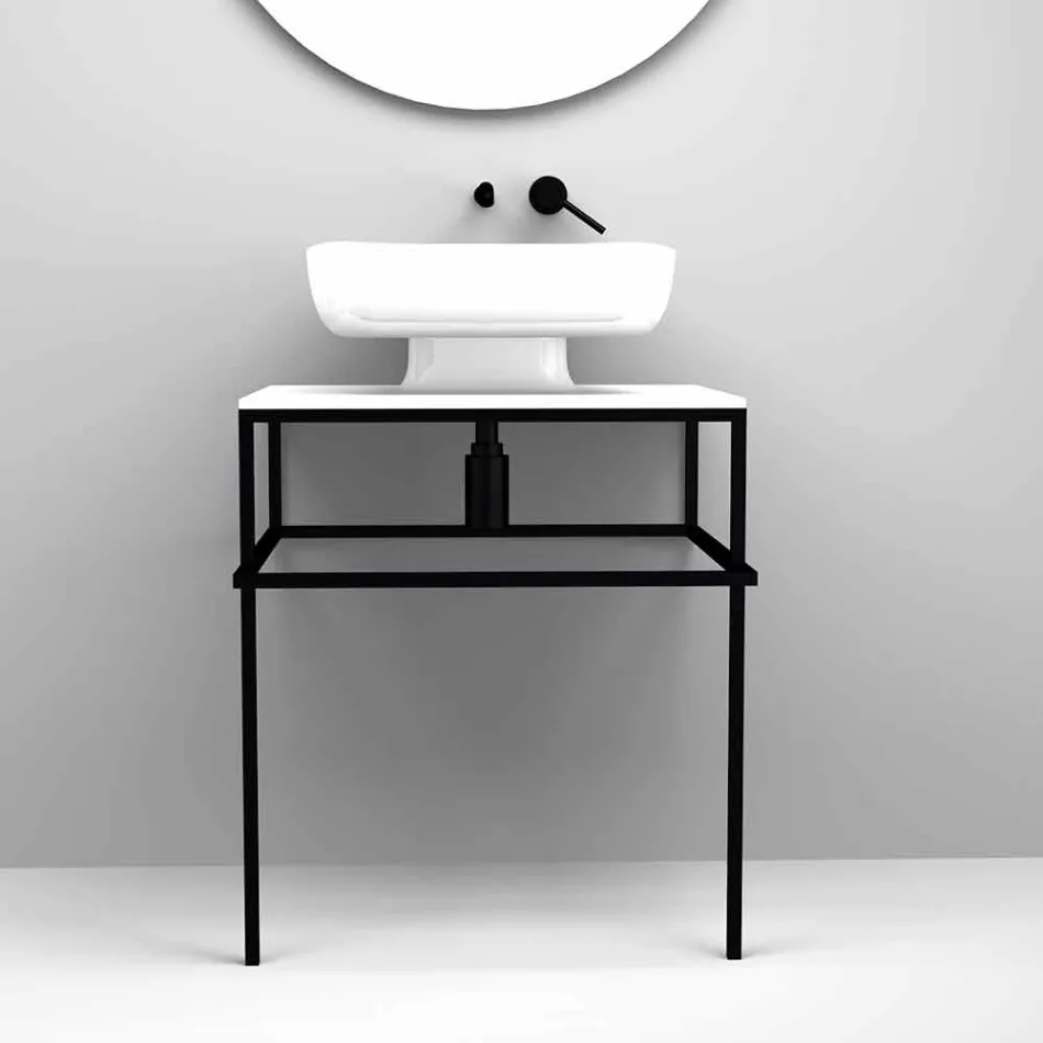 Modern ceramic countertop washbasin made in Italy, Reale Viadurini