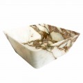 Modern Countertop Washbasin in Calacatta Marble of Made in Italy Design - Kuore