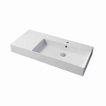 Countertop or Wall Mounted Single Hole Right Washbasin in Leivi Ceramic Viadurini