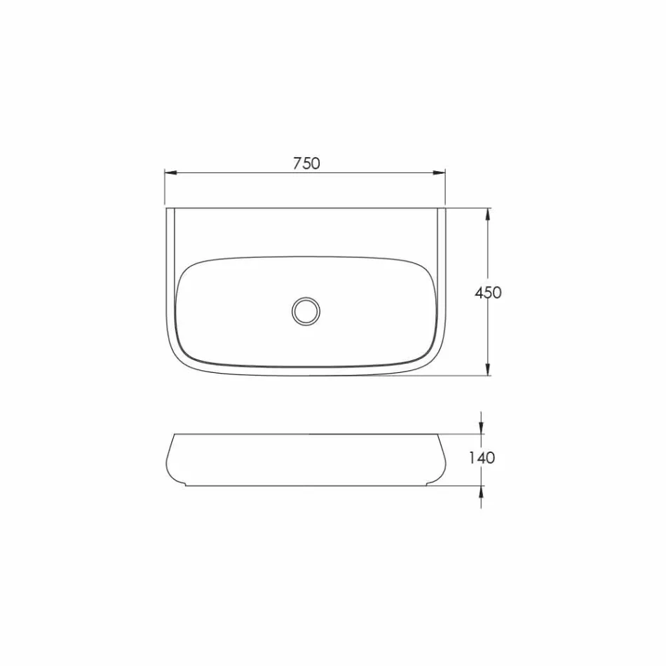 Countertop or wall-mounted ceramic washbasin L 75cm made in Italy, Gais Viadurini