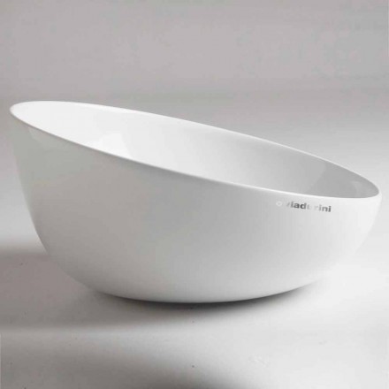 Oblique Countertop Design Washbasin in Ceramic Made in Italy - Domenico Viadurini