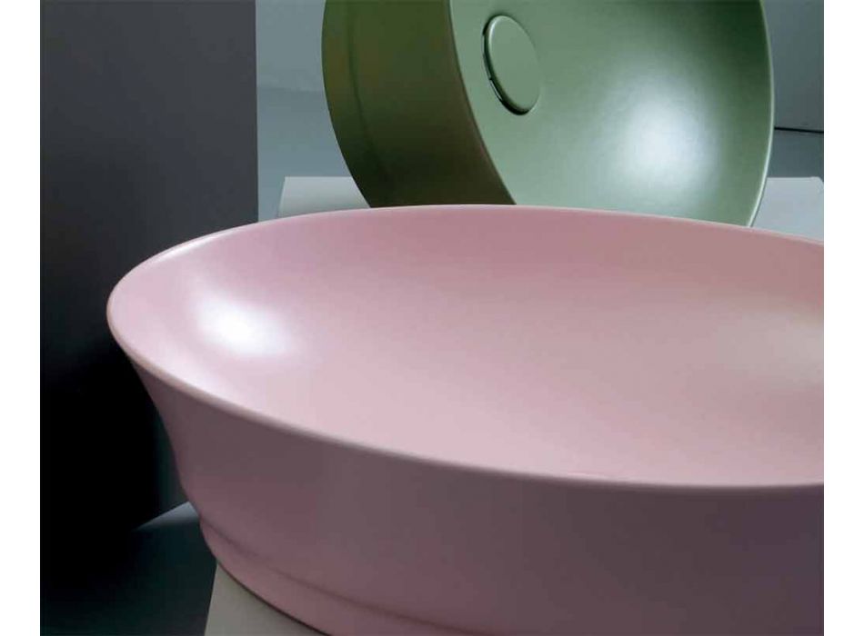 Countertop Oval Modern Design Ceramic Washbasin Made in Italy - Zarro Viadurini
