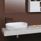 Oval Countertop Washbasin in White Ceramic with a Modern Design - Papavero Viadurini