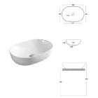 Oval Countertop Washbasin in White Ceramic with a Modern Design - Papavero Viadurini