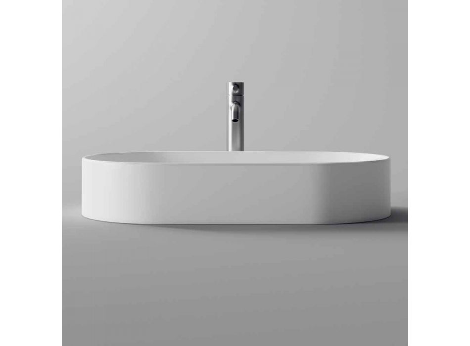 Oval Countertop Washbasin in White or Colored Ceramic Made in Italy - Malvina Viadurini